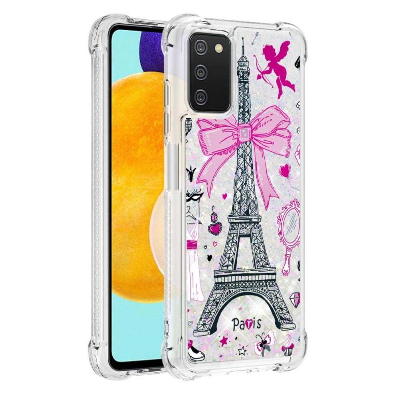 Capa Para Samsung Galaxy A03s As Lantejoulas Da Torre Eiffel