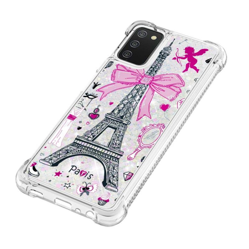 Capa Para Samsung Galaxy A03s As Lantejoulas Da Torre Eiffel