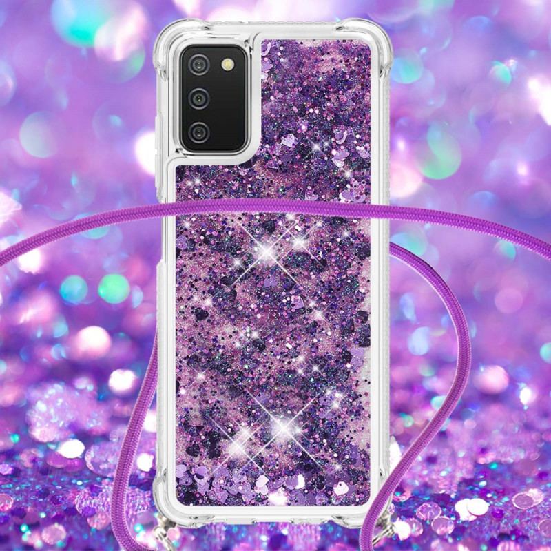 Capa Para Samsung Galaxy A03s Lantejoulas Com Cordão