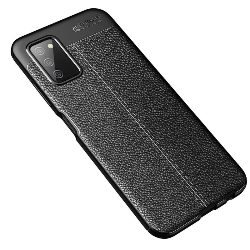 Capa Para Samsung Galaxy A03s Linha Dupla Efeito Couro Litchi