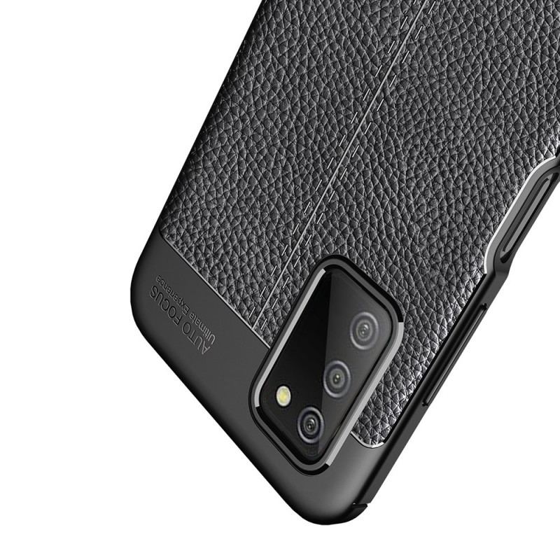 Capa Para Samsung Galaxy A03s Linha Dupla Efeito Couro Litchi