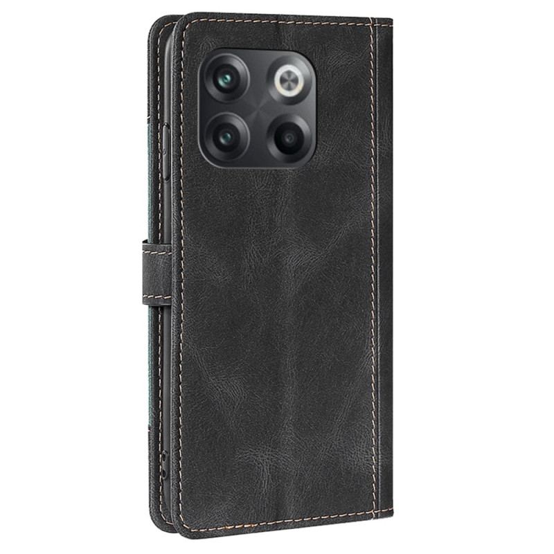 Capa De Couro Para OnePlus 10T 5G Couro Sintético Bicolor Estiloso