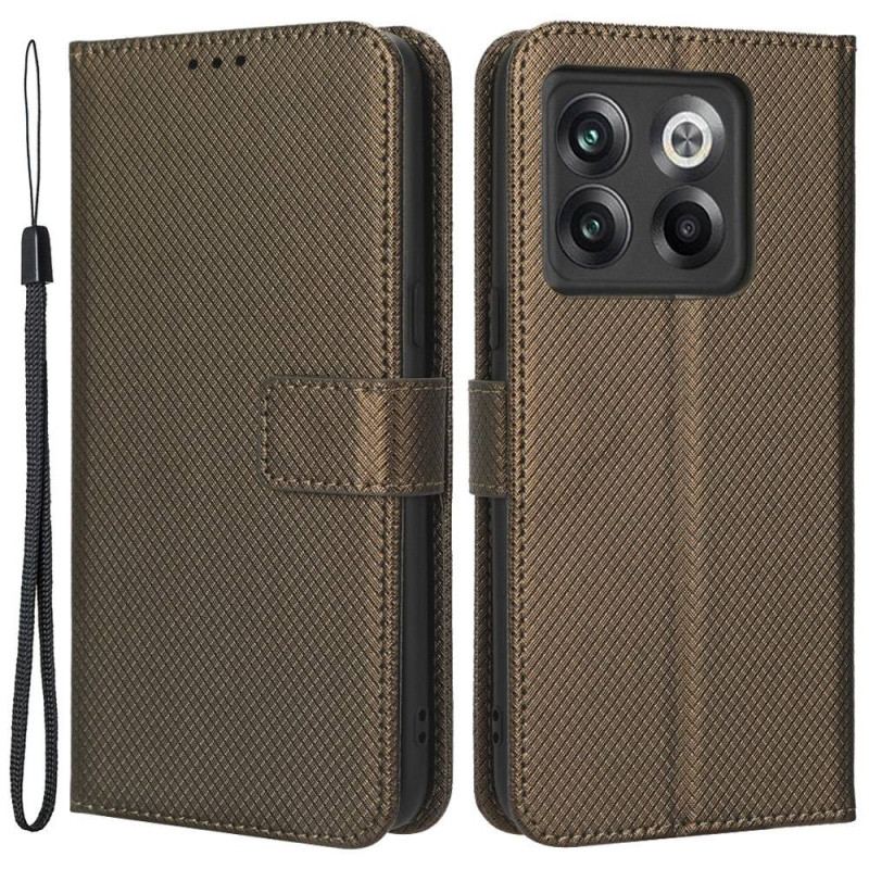 Capa Flip Para OnePlus 10T 5G De Cordão Couro Falso Estiloso Com Tiras