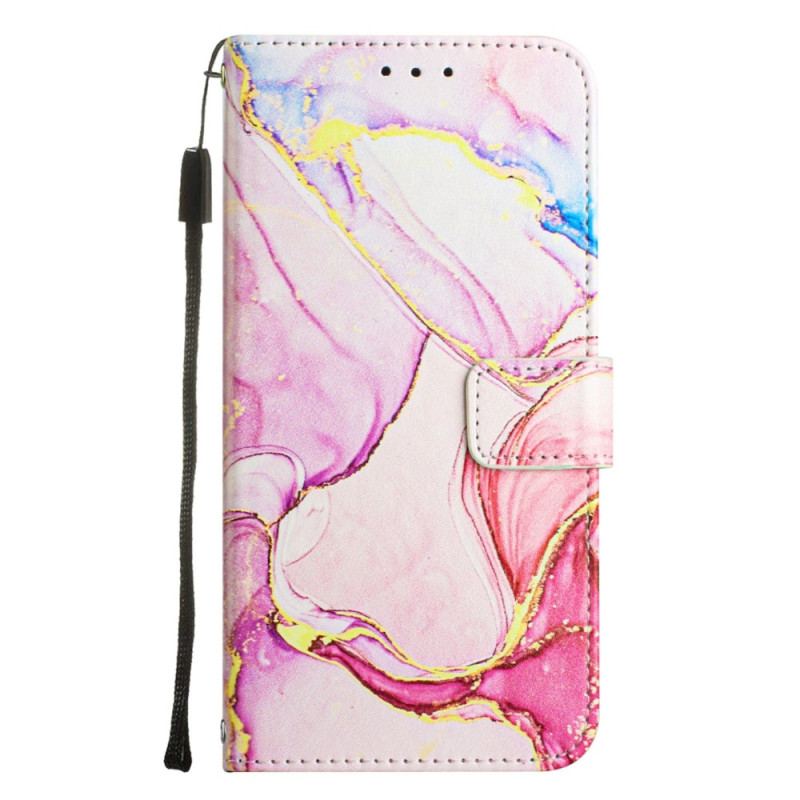 Capa Flip Para OnePlus 10T 5G De Cordão Tira De Mármore