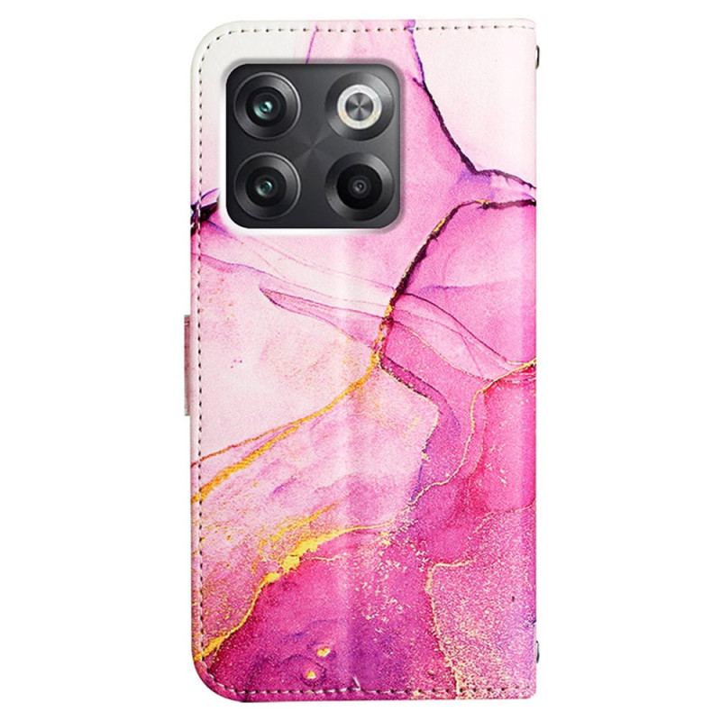 Capa Flip Para OnePlus 10T 5G De Cordão Tira De Mármore
