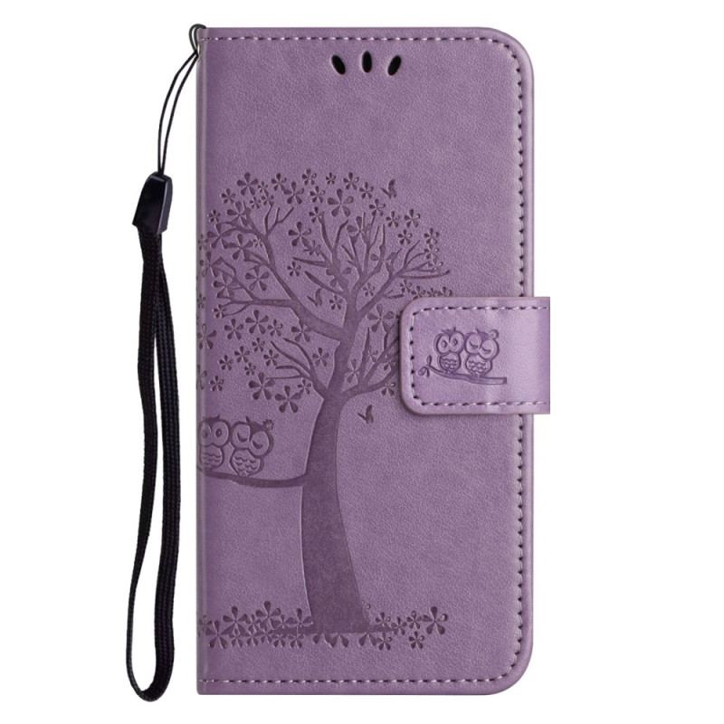 Capa Folio Para OnePlus 10T 5G De Cordão Árvore Coruja Strappy