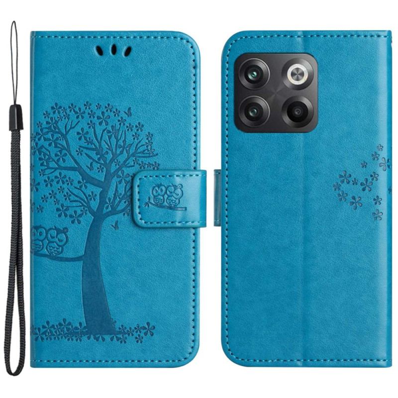 Capa Folio Para OnePlus 10T 5G De Cordão Árvore Coruja Strappy