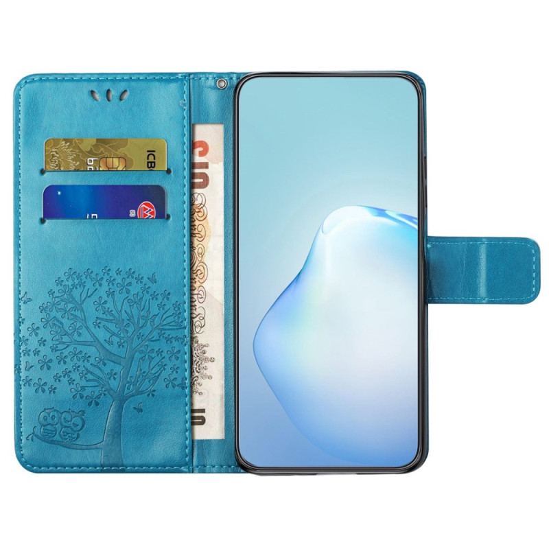 Capa Folio Para OnePlus 10T 5G De Cordão Árvore Coruja Strappy