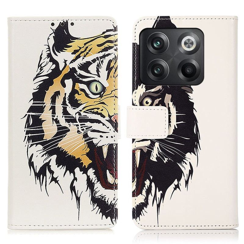 Capa Folio Para OnePlus 10T 5G Tigre Feroz