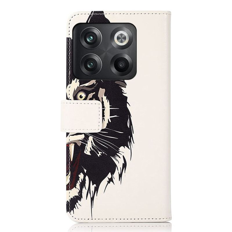 Capa Folio Para OnePlus 10T 5G Tigre Feroz