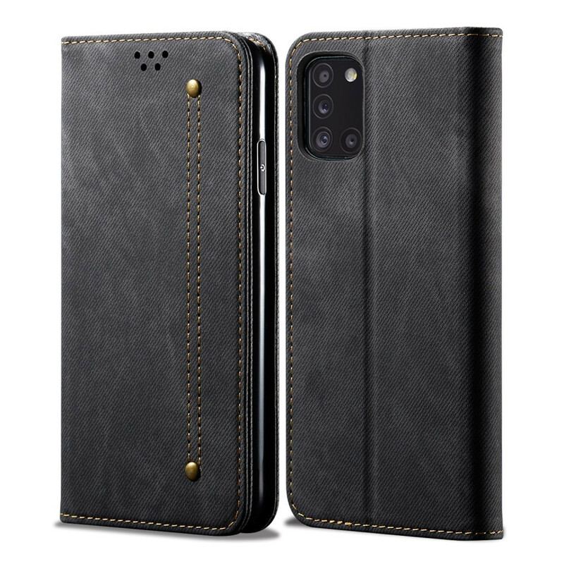 Capa De Celular Para Samsung Galaxy A31 Flip Tecido Jeans