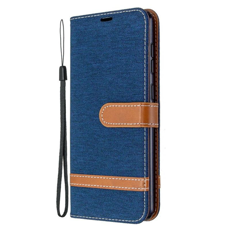 Capa De Couro Para Samsung Galaxy A31 De Cordão Correia Efeito Tecido E Couro