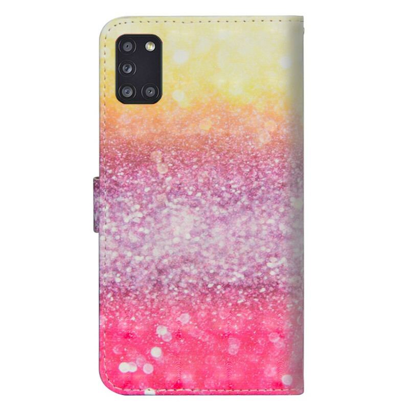 Capa De Couro Para Samsung Galaxy A31 Gradiente Glitter Magenta