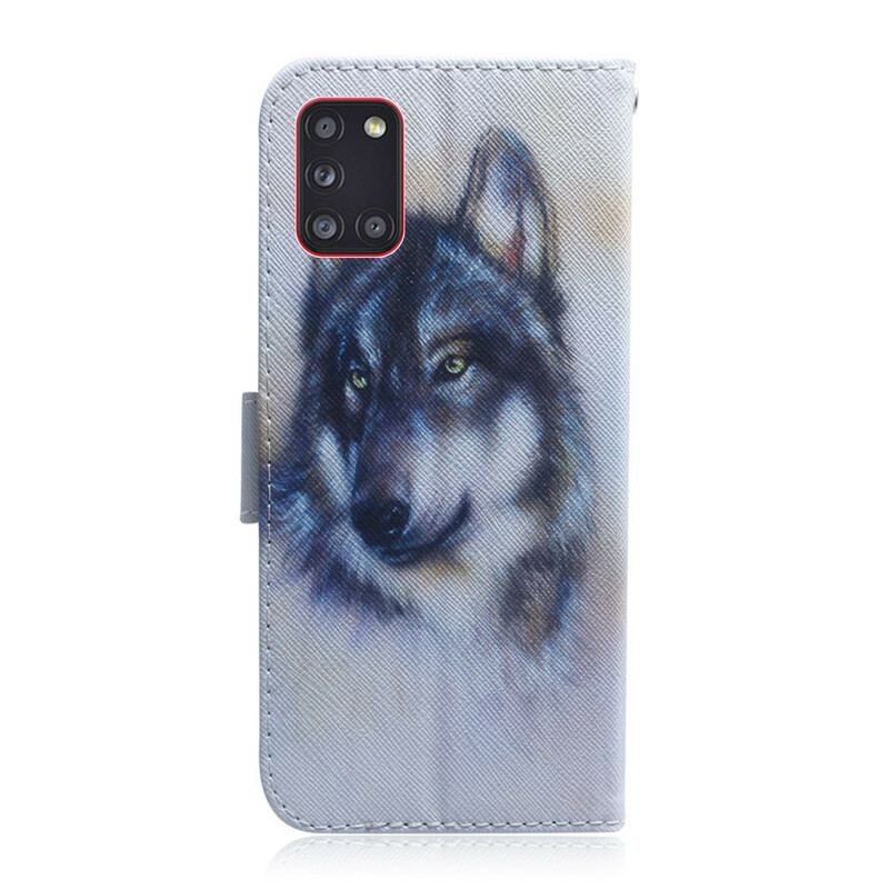 Capa De Couro Para Samsung Galaxy A31 Olhar Canino