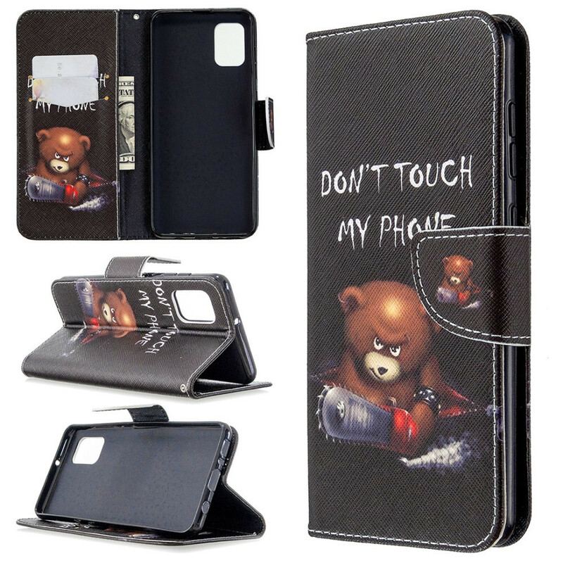 Capa De Couro Para Samsung Galaxy A31 Urso Perigoso
