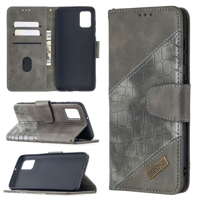 Capa Flip Para Samsung Galaxy A31 Efeito Clássico De Pele De Crocodilo