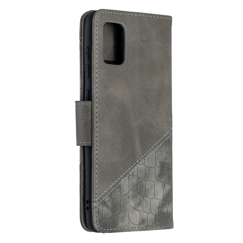 Capa Flip Para Samsung Galaxy A31 Efeito Clássico De Pele De Crocodilo