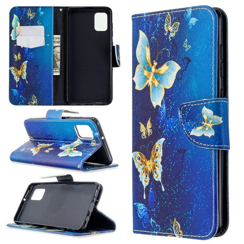 Capa Folio Para Samsung Galaxy A31 Borboletas Reis