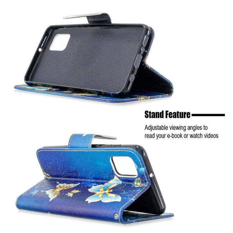 Capa Folio Para Samsung Galaxy A31 Borboletas Reis
