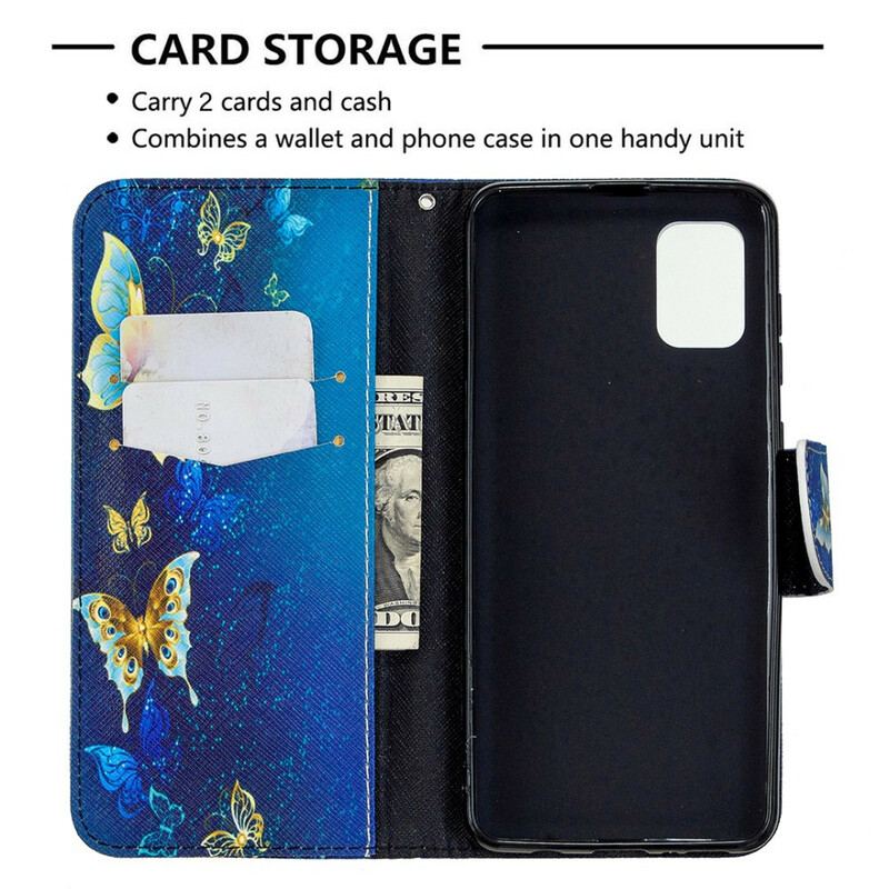 Capa Folio Para Samsung Galaxy A31 Borboletas Reis