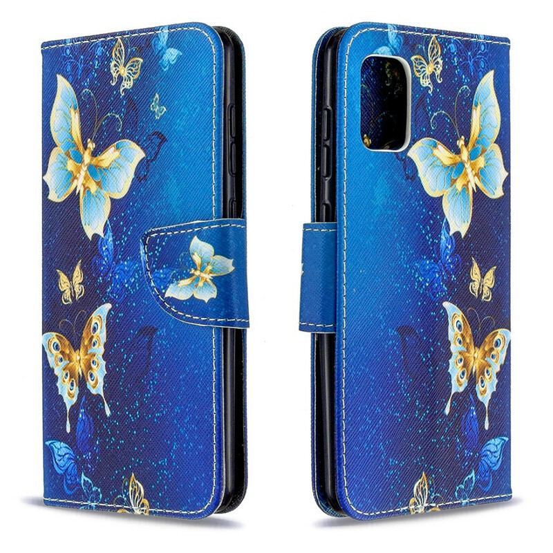 Capa Folio Para Samsung Galaxy A31 Borboletas Reis