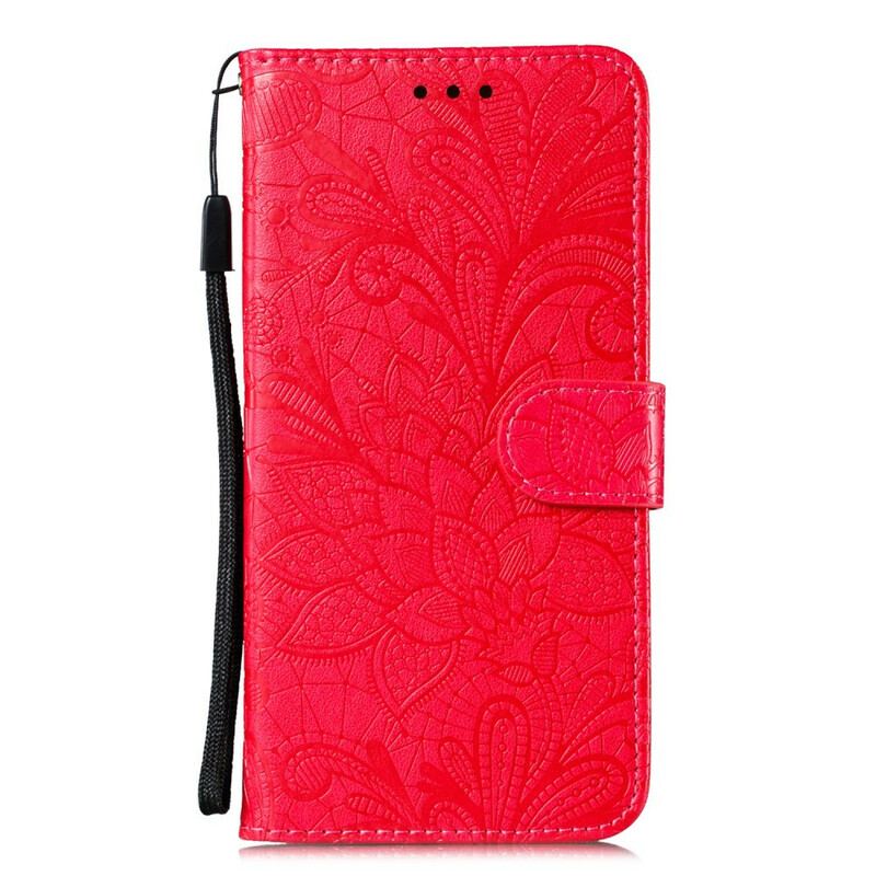 Capa Folio Para Samsung Galaxy A31 De Cordão Strap Flores Tribais