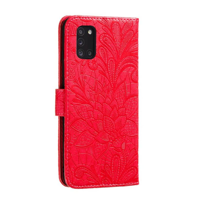 Capa Folio Para Samsung Galaxy A31 De Cordão Strap Flores Tribais