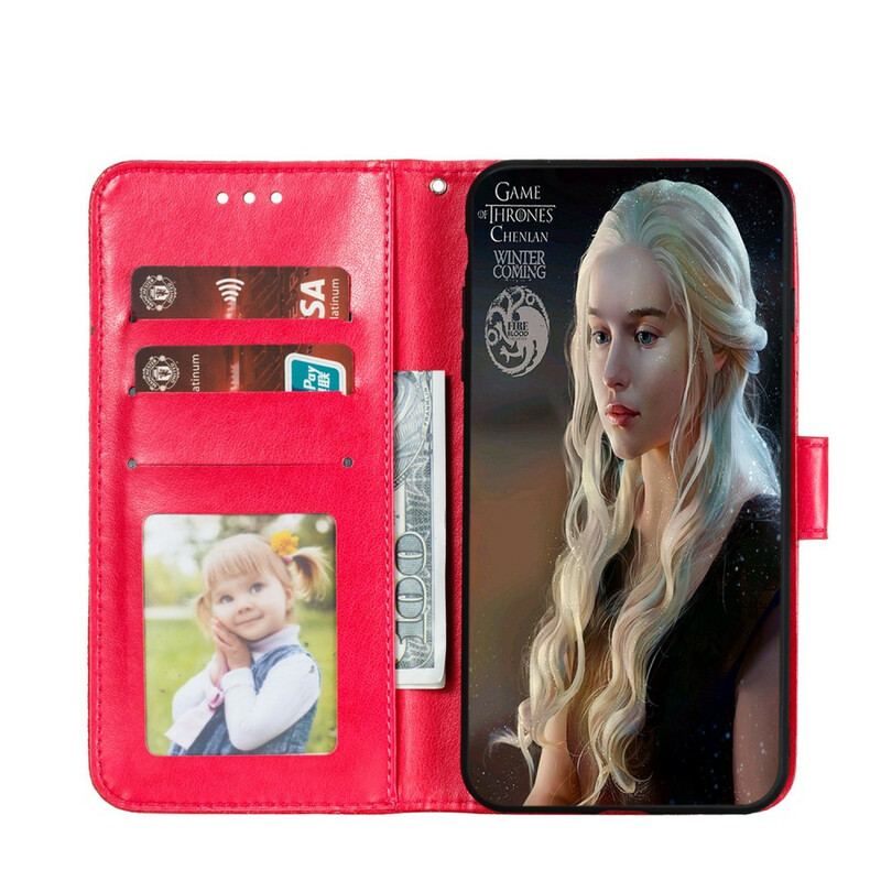 Capa Folio Para Samsung Galaxy A31 De Cordão Strap Flores Tribais