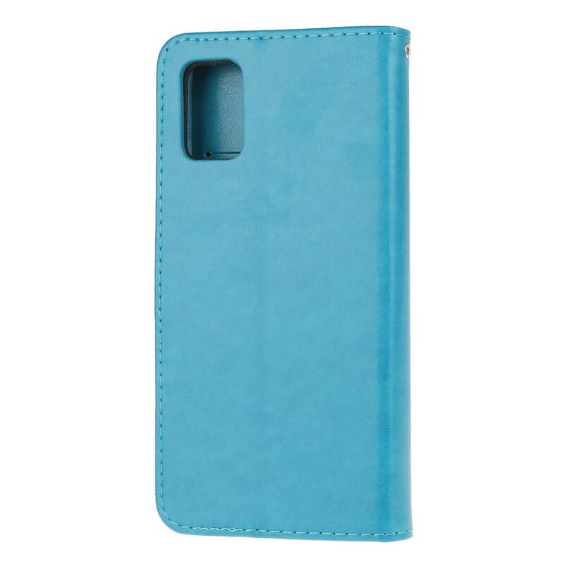 Capa Folio Para Samsung Galaxy A31 De Cordão Tanga Borboletas E Flores