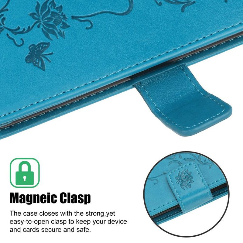 Capa Folio Para Samsung Galaxy A31 De Cordão Tanga Borboletas E Flores