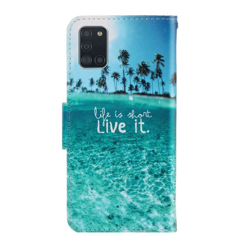 Capa Folio Para Samsung Galaxy A31 De Cordão Viva Na Lanyard