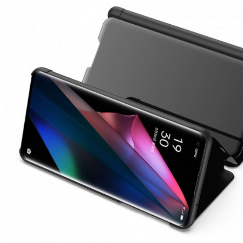 Capa De Celular Para Oppo Find X3 Pro Espelho E Couro Sintético