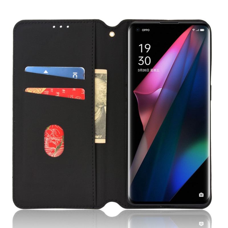 Capa De Celular Para Oppo Find X3 Pro Flip Efeito Couro Diamante