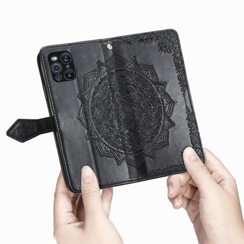 Capa De Couro Para Oppo Find X3 Pro Mandala Idade Média