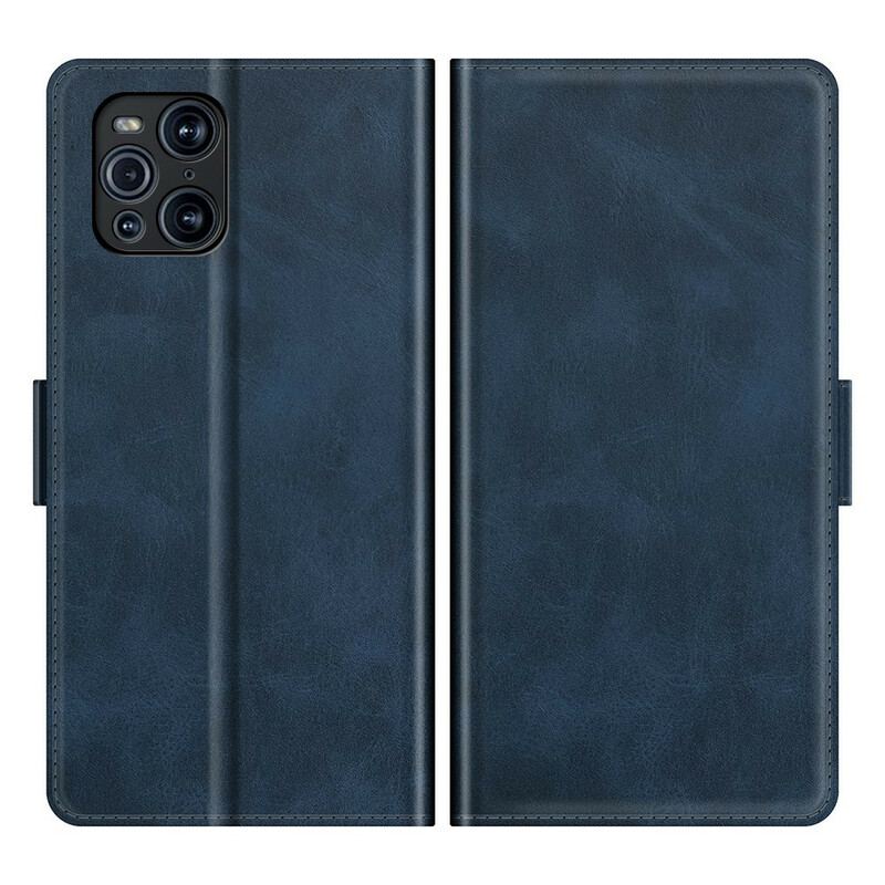 Capa Flip Para Oppo Find X3 Pro De Couro Aba Dupla Clássica