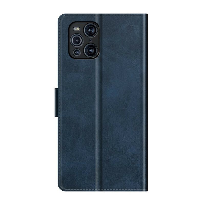 Capa Flip Para Oppo Find X3 Pro De Couro Aba Dupla Clássica