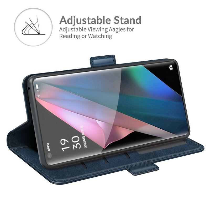 Capa Flip Para Oppo Find X3 Pro De Couro Aba Dupla Clássica