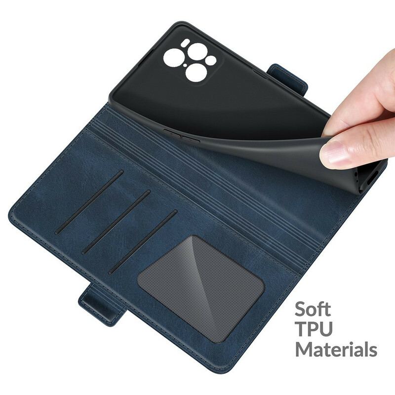 Capa Flip Para Oppo Find X3 Pro De Couro Aba Dupla Clássica