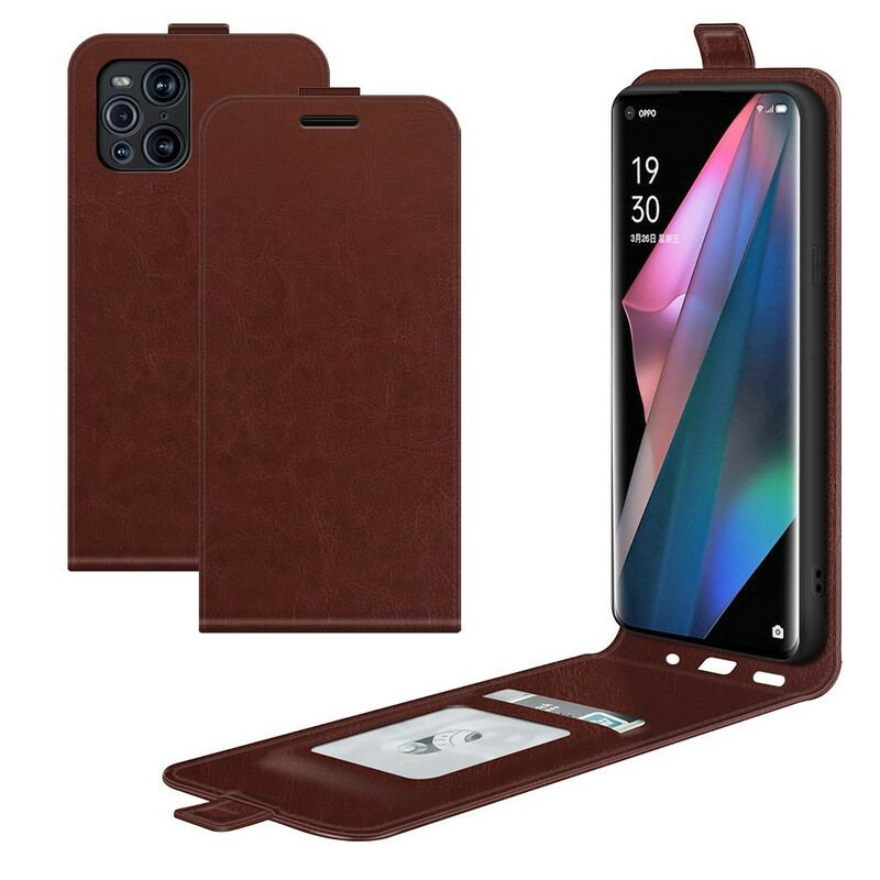 Capa Flip Para Oppo Find X3 Pro De Couro Aba Vertical Efeito Couro