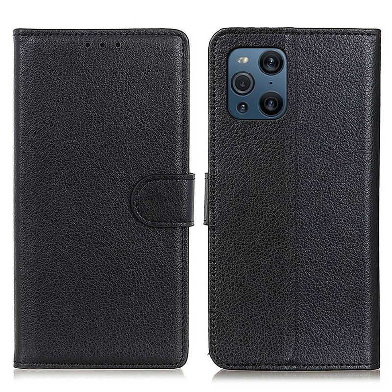 Capa Flip Para Oppo Find X3 Pro Couro Sintético De Lichia