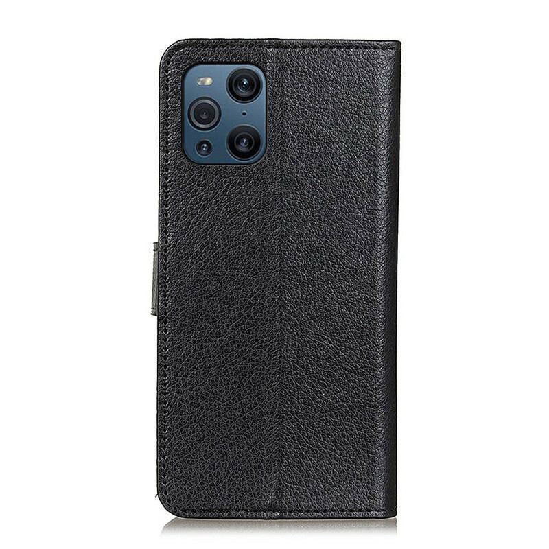 Capa Flip Para Oppo Find X3 Pro Couro Sintético De Lichia