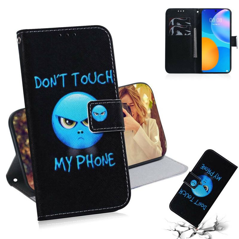 Capa De Couro Para Huawei P Smart 2021 Emoji Telefone