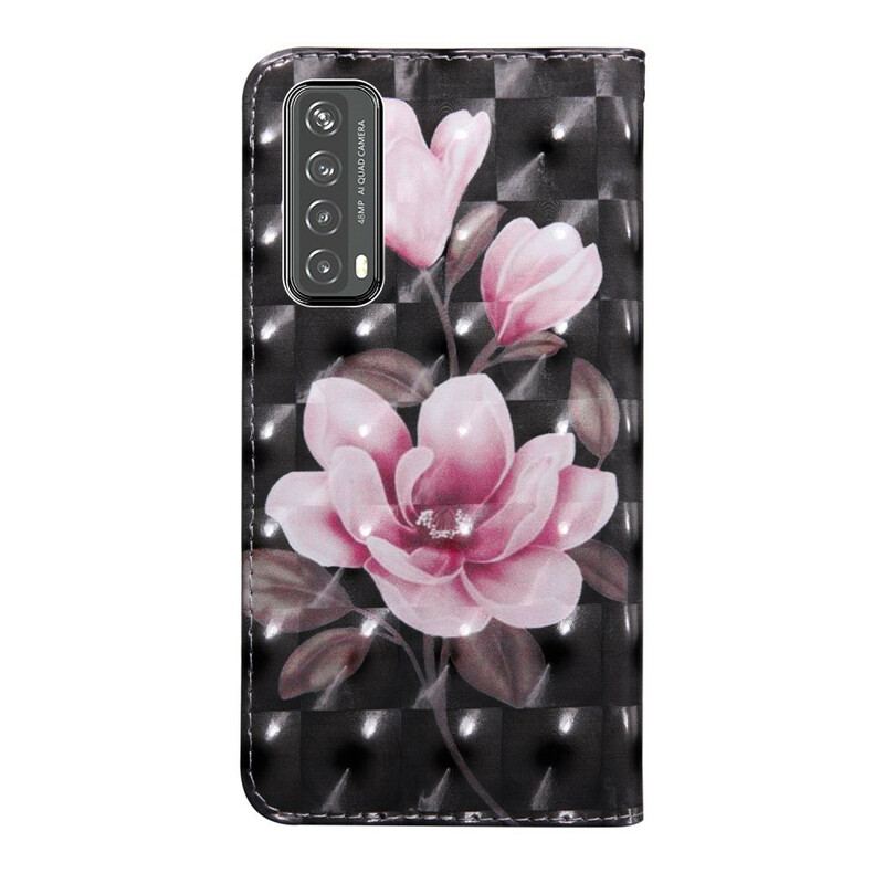 Capa De Couro Para Huawei P Smart 2021 Flor De Flores De Ponto De Luz