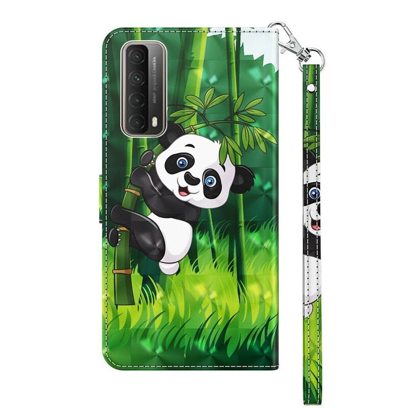 Capa De Couro Para Huawei P Smart 2021 Panda E Bambu