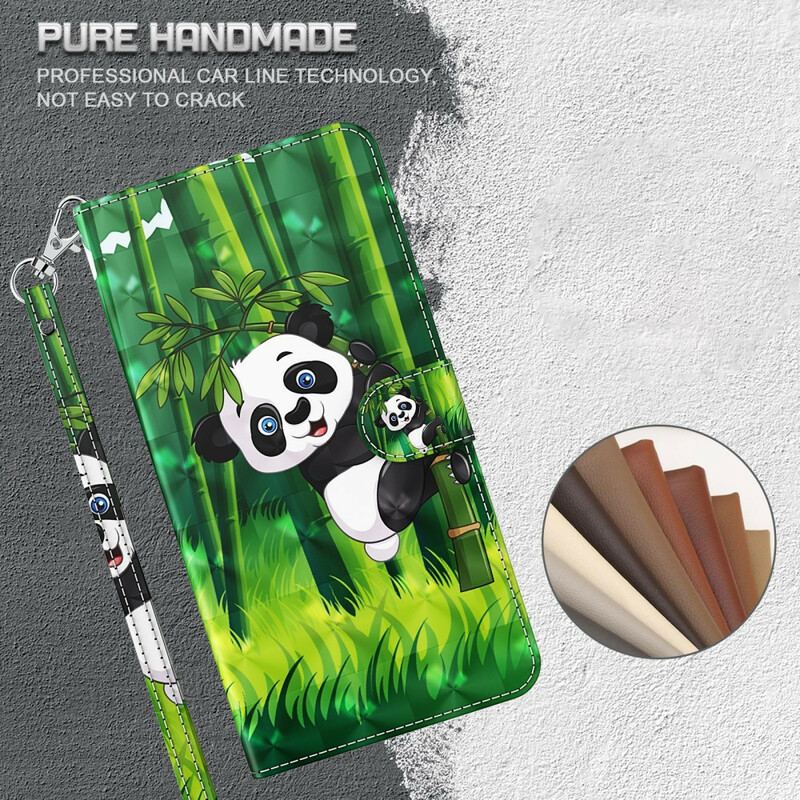 Capa De Couro Para Huawei P Smart 2021 Panda E Bambu