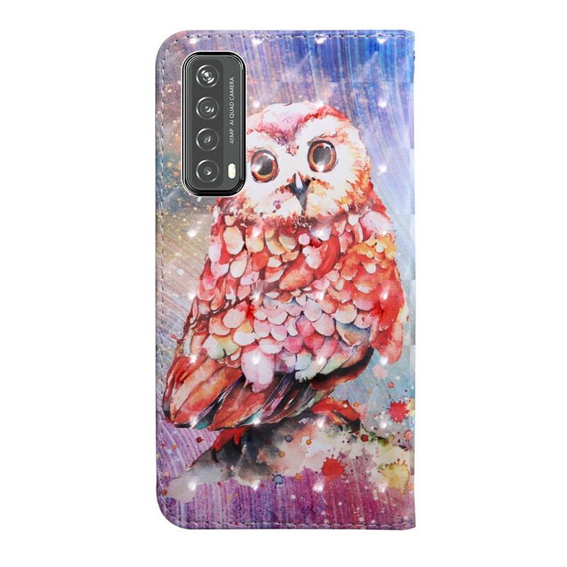 Capa De Couro Para Huawei P Smart 2021 Ponto De Luz Germain. A Coruja