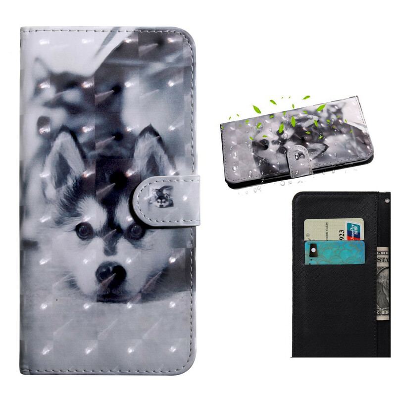 Capa De Couro Para Huawei P Smart 2021 Ponto De Luz Gustave. O Cachorro