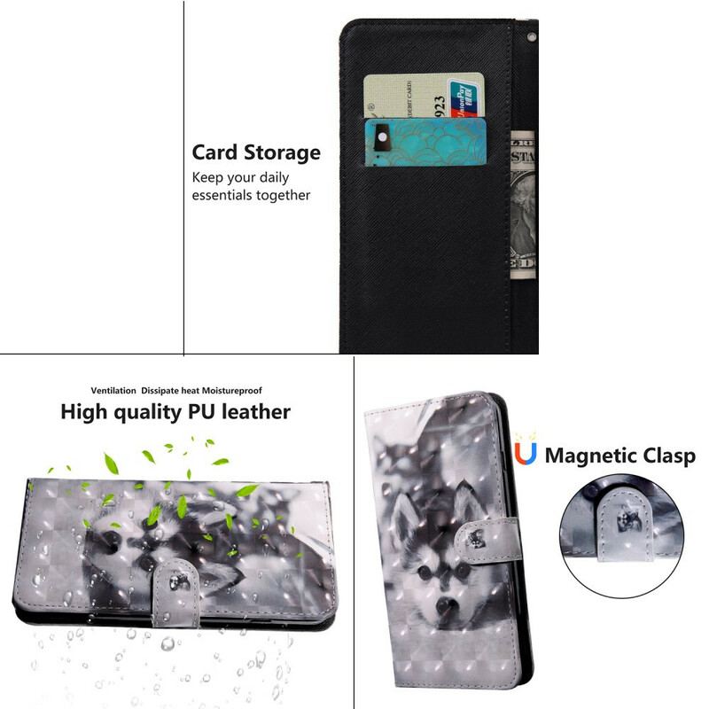 Capa De Couro Para Huawei P Smart 2021 Ponto De Luz Gustave. O Cachorro