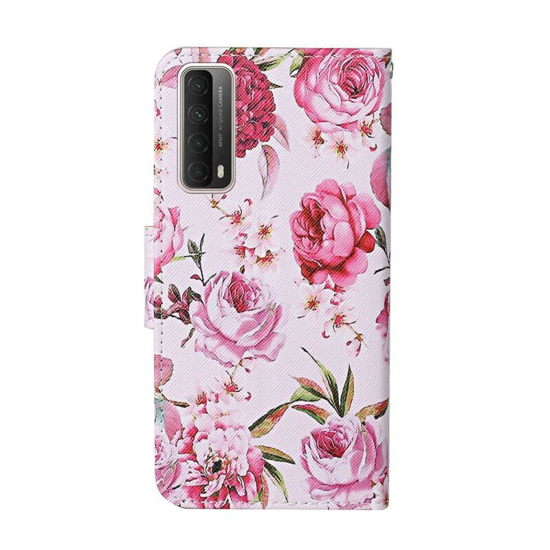 Capa Flip Para Huawei P Smart 2021 Flores Magistrais Com Alça
