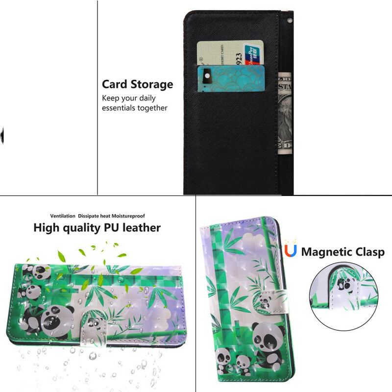 Capa Folio Para Huawei P Smart 2021 Pandas Pontos De Luz